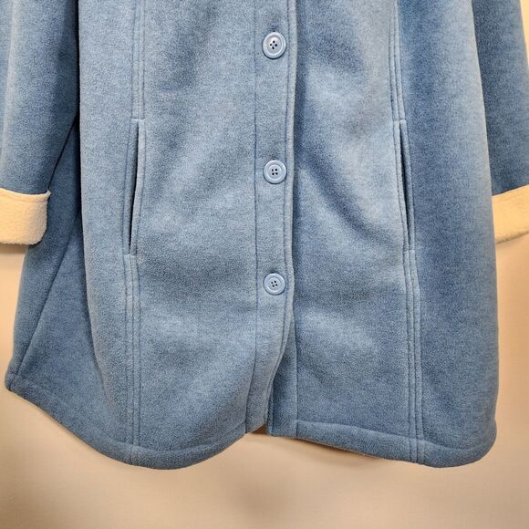 Denim & Co Womens Jacket Size 1X Blue Fleece Button Front Sherpa Lining A270423 - Picture 6 of 10